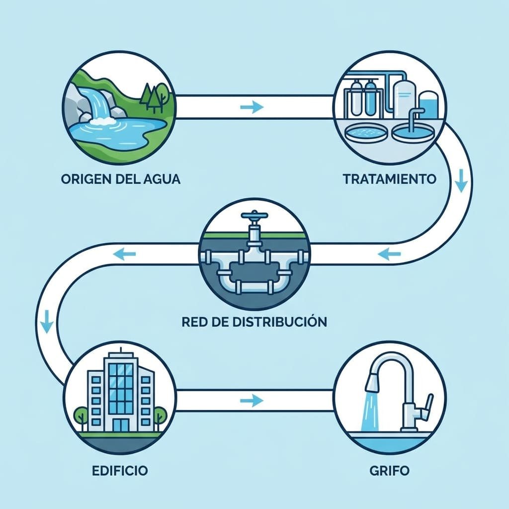 Recorrido del agua desde su tratamiento hasta el grifo