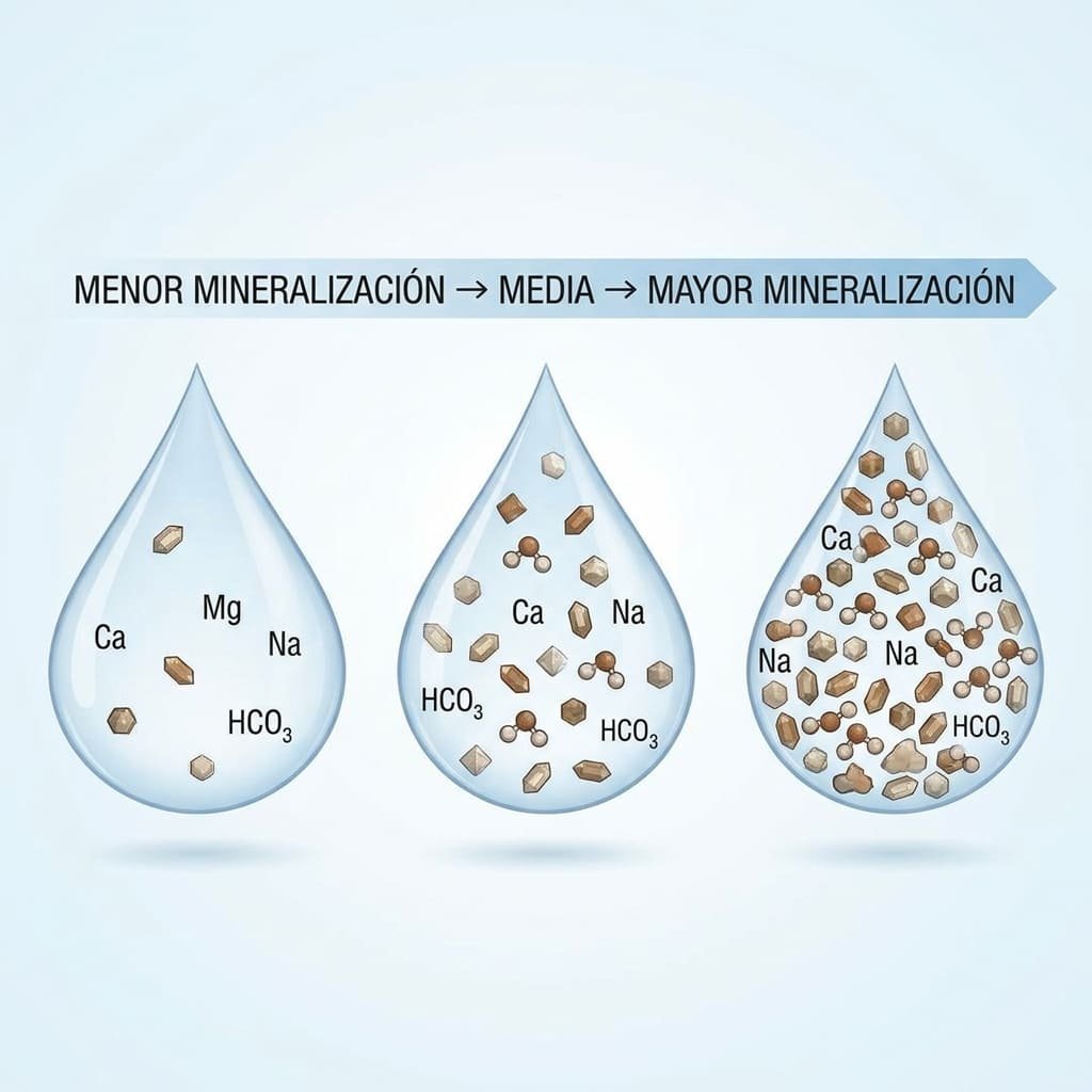 Comparación de diferentes niveles de mineralización del agua embotellada