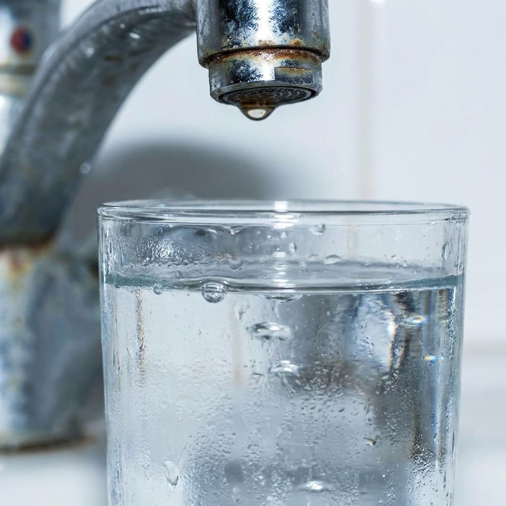 Vaso de agua relacionado con el sabor del agua